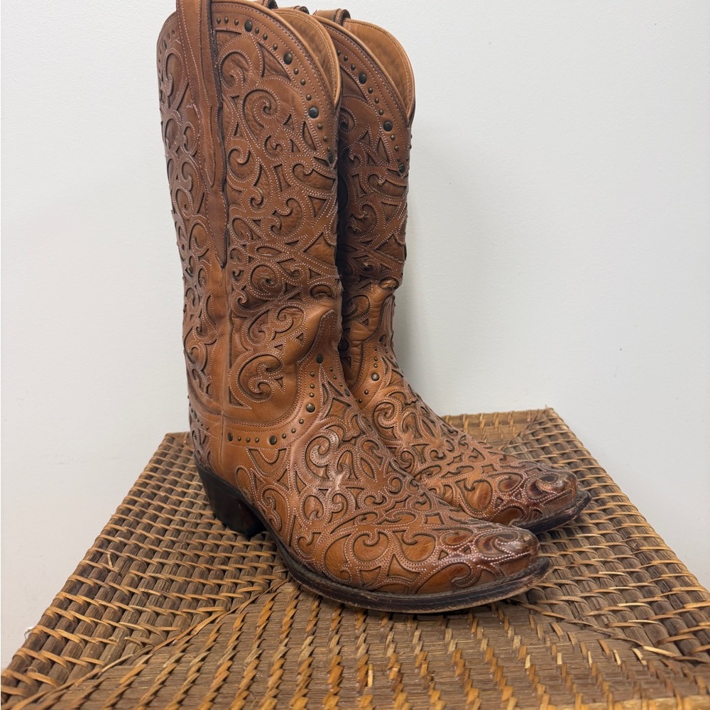 Lucchese Sierra Laser Cut Western Boots Price Firm